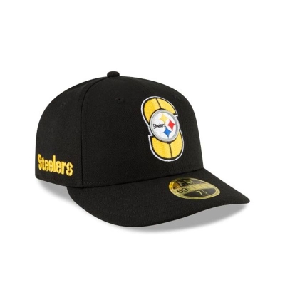 Black Pittsburgh Steelers Hat - New Era NFL Logo Mix Low Profile 59FIFTY Fitted Caps USA5107384